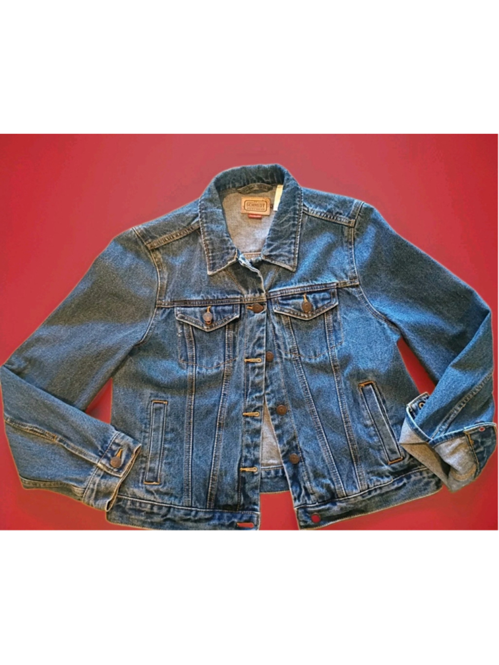 CE SCHMIDT "Fit For Her"-Sz Large-Workwear Trucker Jacket Medium Denim No Flaws